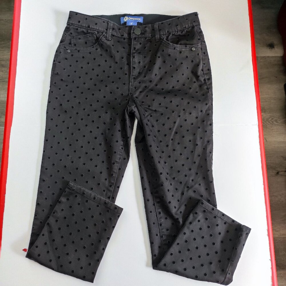 Democracy Ab'Solution leans grey with black polka dot women's size 6
